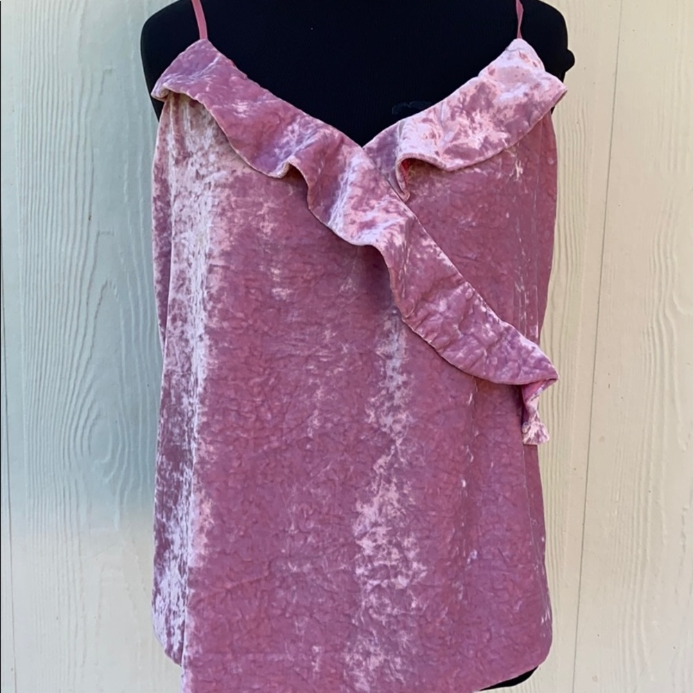 J.CREW VELVET - RUFFLES DUSKY PINK TOPS SIZE: S